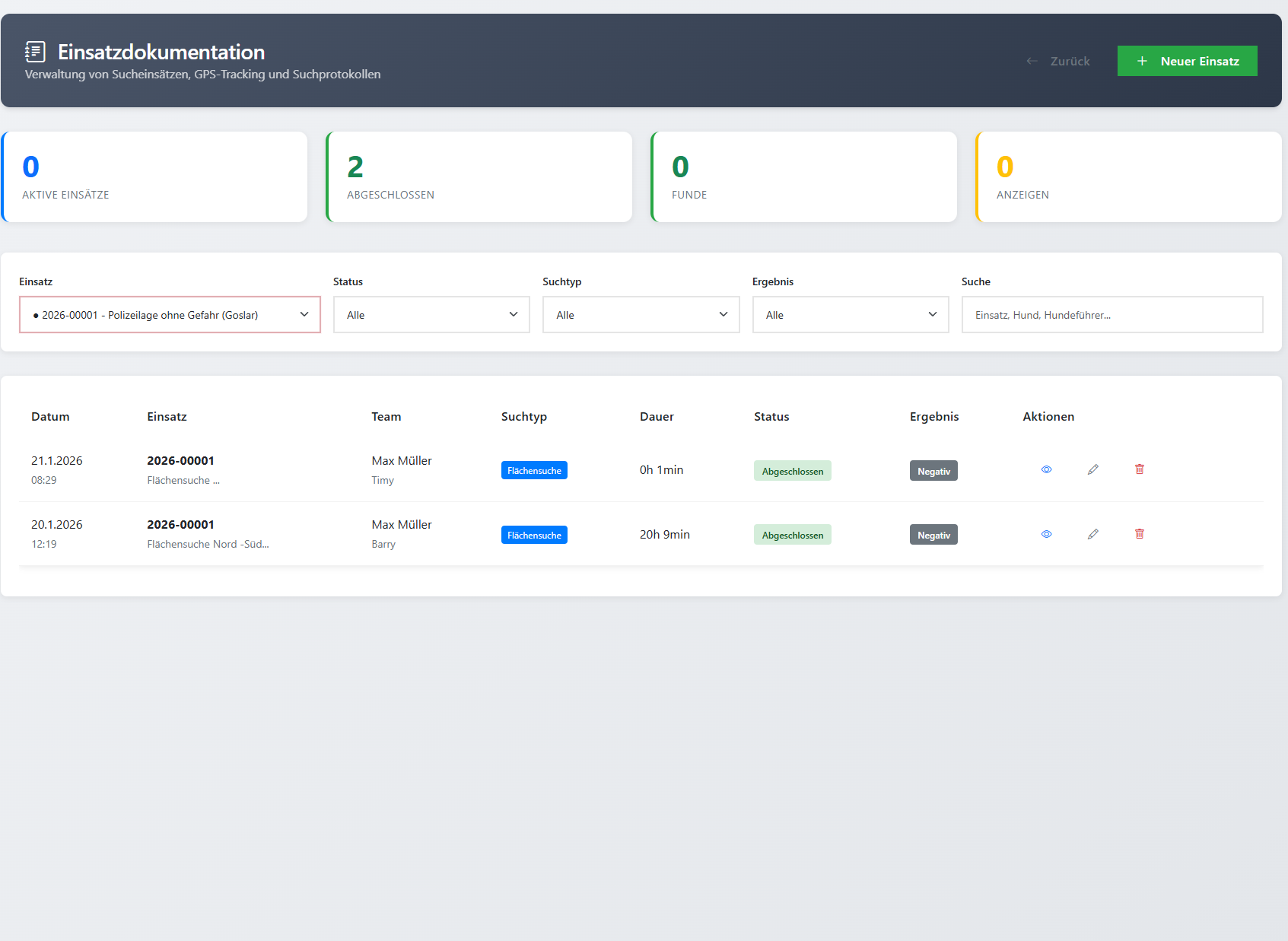 Einsatzdokumentation